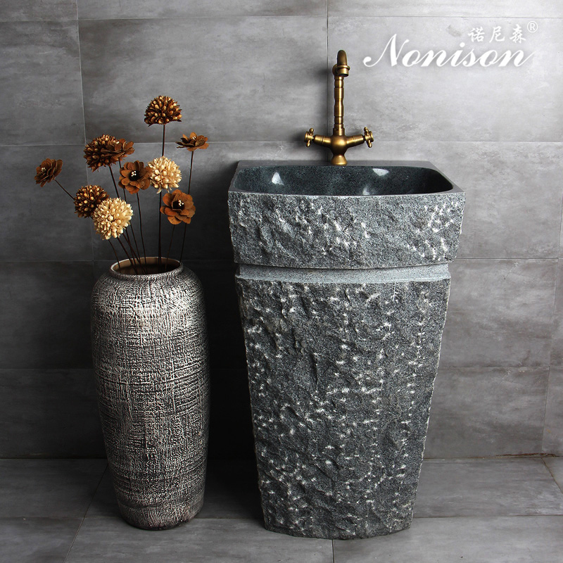Nonison stone column basin column washbasin integrated floor-to-ceiling marble outdoor wash basin courtyard outdoor