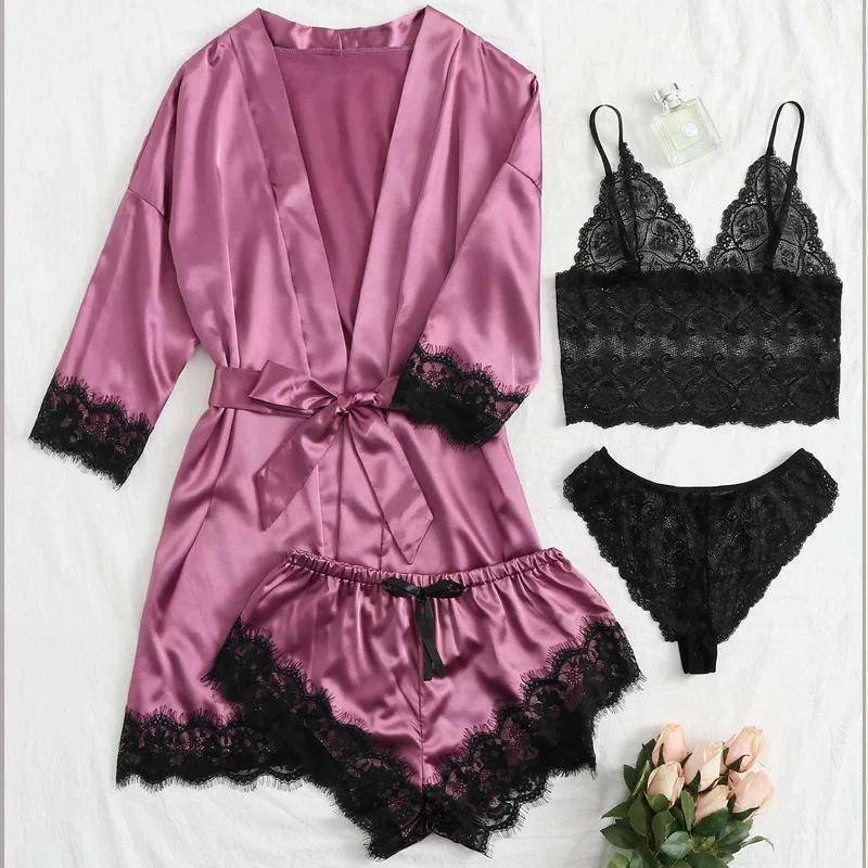 Длиннорукавное домашнее платье у قطر Sexy Four-Piece Home Wear