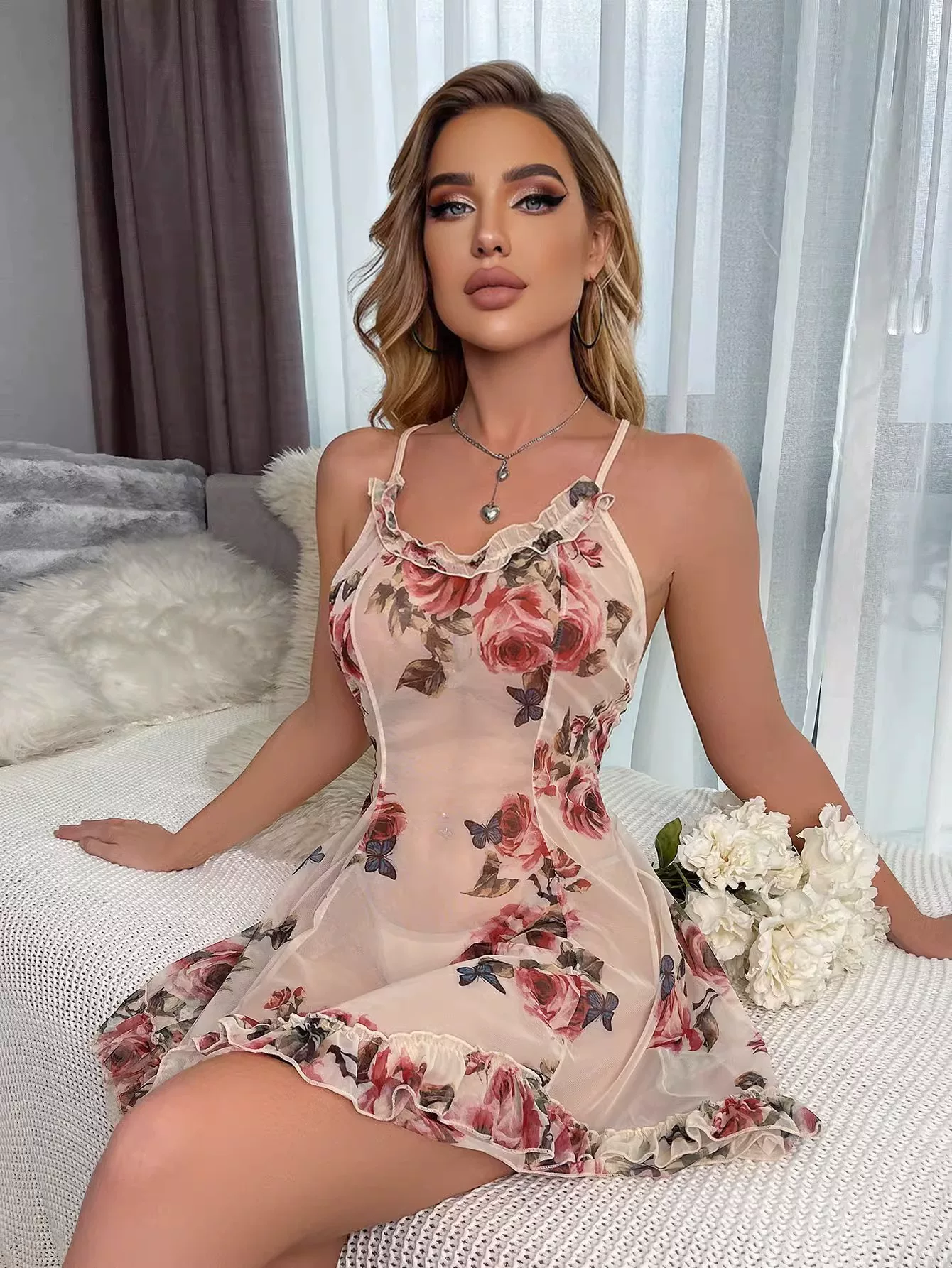 Весёлое нижнее белье сексуальное кружево ремешок ночнойwear пижама