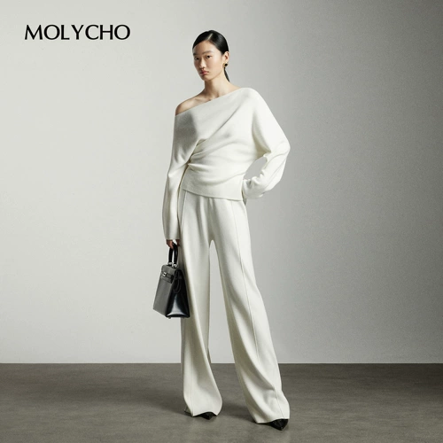 Трикотажные весенние штаны для отдыха, эластичная талия, высокая талия, свободный прямой крой