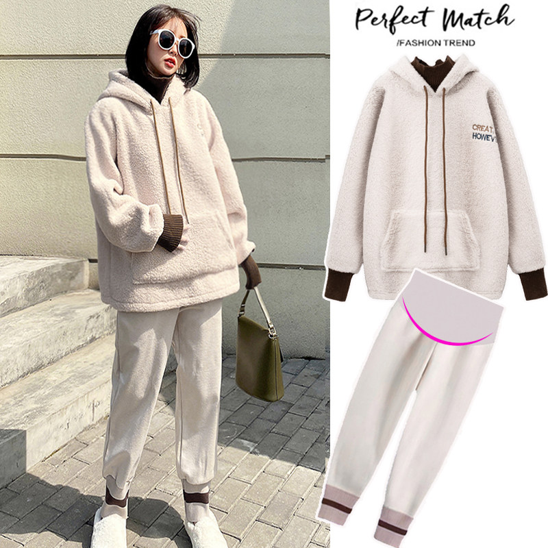 Pregnant Woman Winter Clothing Suit Plus Suede Thickening Medium Long Version Fashion style Clothing Women's Autumn Dress Winter Blouse Omer autumn Winter