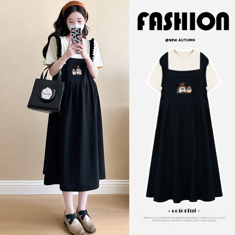 Maternity Dress, Loose and Wearable, 2026 New Fashion Faux Two-Piece Dress for Women, Summer, Petite, Belly-Covering, High-End Maternity Dress, Loose and Wearable, 2026 New Fashion Faux Two-Piece Dress for Women, Summer, Petite, Belly-Covering, High-End