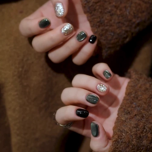 Лак для ногтей, гель для глаз, зеленые блестки для ногтей, 2025 года, новая коллекция, «три в одном», кошачий глаз