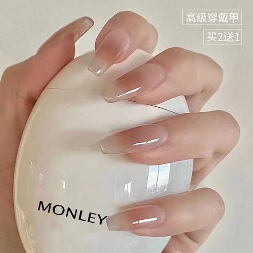 Летние короткие полупрозрачные наклейки для ногтей для маникюра для ногтей, готовый продукт, 2025 года, новая коллекция, средней длины, французский стиль