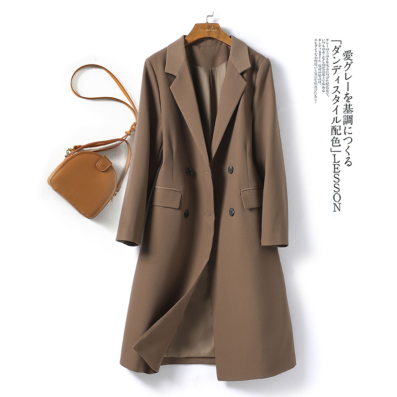 2026 Spring and Autumn High-End Casual Coat British Style Retro Loose Mid-Length Suit Over-The-Knee Trench Coat for Women