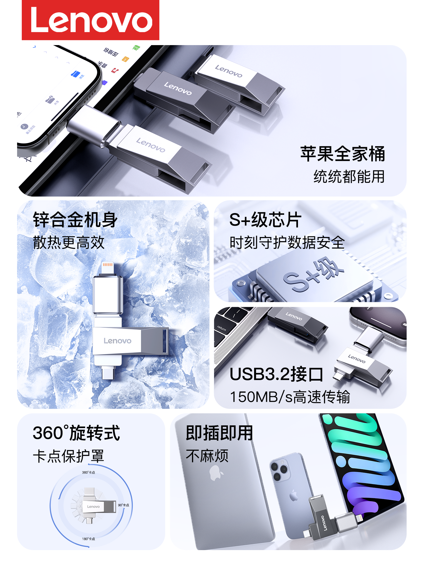 Suitable for Apple Mobile Phones, Dedicated USB Flash Drive for Both Mobile Phones and Computers, Dual-Use Memory Expansion, Large-Capacity External iPhone Interface USB Flash Drive