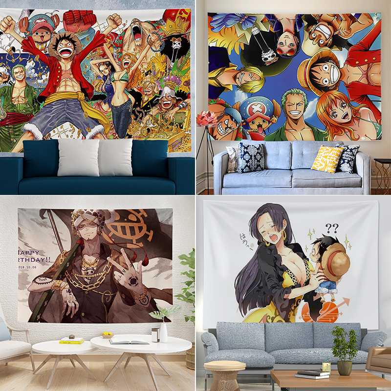 One piece background cloth ins hanging cloth Japanese cartoon anime canvas Dormitory bed head decorative wall Bluff tapestry