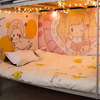 Net red dormitory renovation-free hole Velcro background cloth bedroom layout bedside decorative wall cloth hanging cloth ins Wind