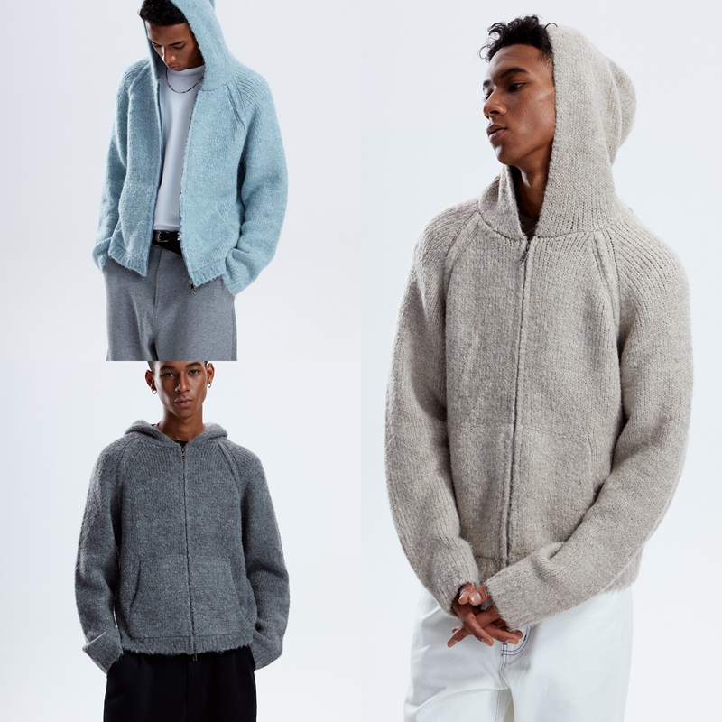 Xanvas Wool Alpaca Blend Zip-Up Sweater Cardigan in Three Colors, Cleanfit Style, Versatile