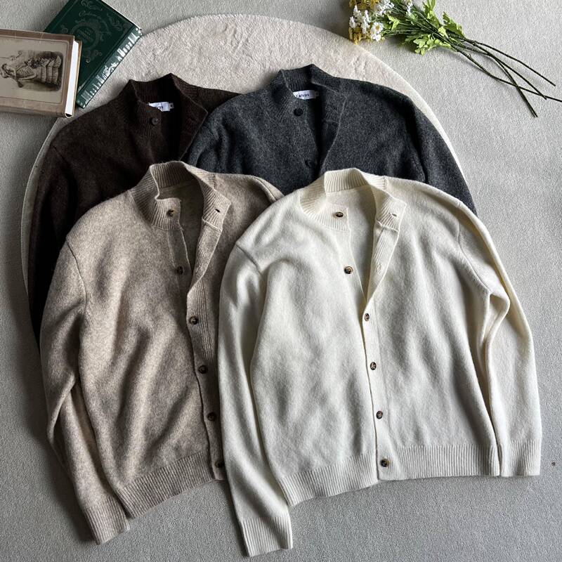 Xanvas Floral Yarn Wool Blend Half Turtleneck Sweater Cardigan Old Money Brown Gray Versatile Cleanfit