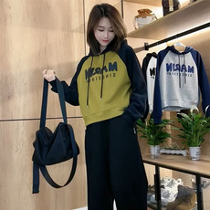 Китайцы одежда наборы 秋装搭配一整套减龄小个子休闲时尚运动连帽卫衣长裤两件套装裤