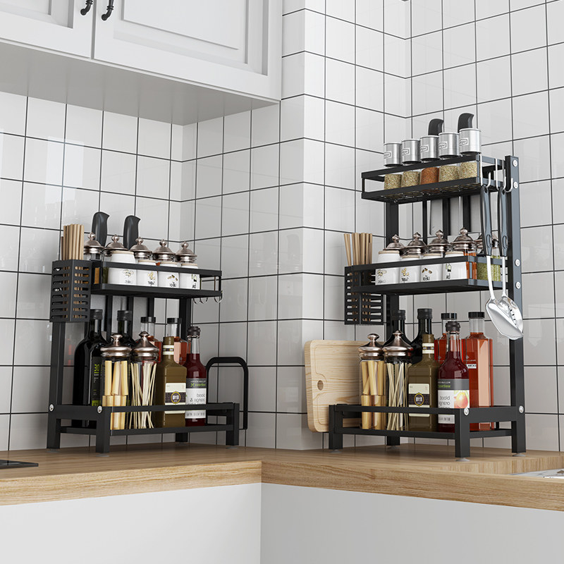 Kitchen Adjustable Shelf Shelving floor Multilayer Countertop Kitchenware Chopstick Cutter Multifunction Containing Box Shelf Home