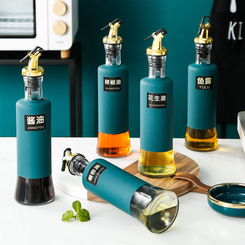 High-value kitchen household glass oil bottle oil pot soy sauce salt sauce vinegar seasoning bottle set oil bottle bottle oil bottle