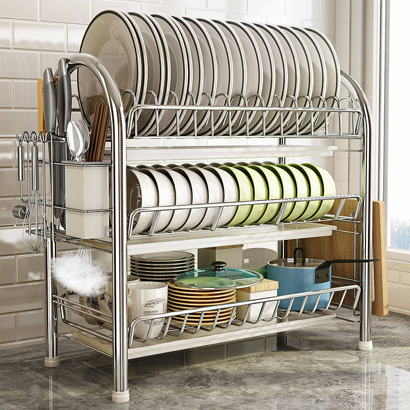 Stainless Steel Drain Bowls Rack Tool Holder Kitchen Theiner Shelve Shelf Bowls Dish Rack Overall Cupboard Finishing Racks