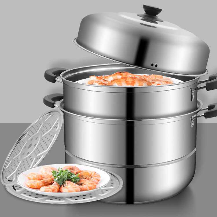 With steam grid thickness stainless steel steam cooker household multi-layer super-large capacity multi-function stew cooker three layers of steamed steamed bread