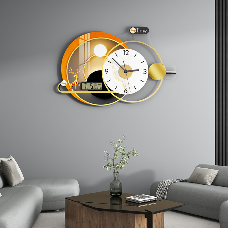 Clock watch wall clock living room home fashion light luxury decoration modern simple personality creative net red watch wall hanging clock lamp