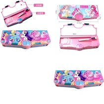 Stationery girl Primary School students with multifunctional pencil case princess with button button automatic whiteboard children Open