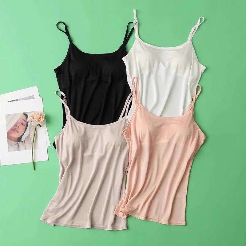 Dgvv silk no-wear bra tank top 👗 A must-have in summer, the silky ...