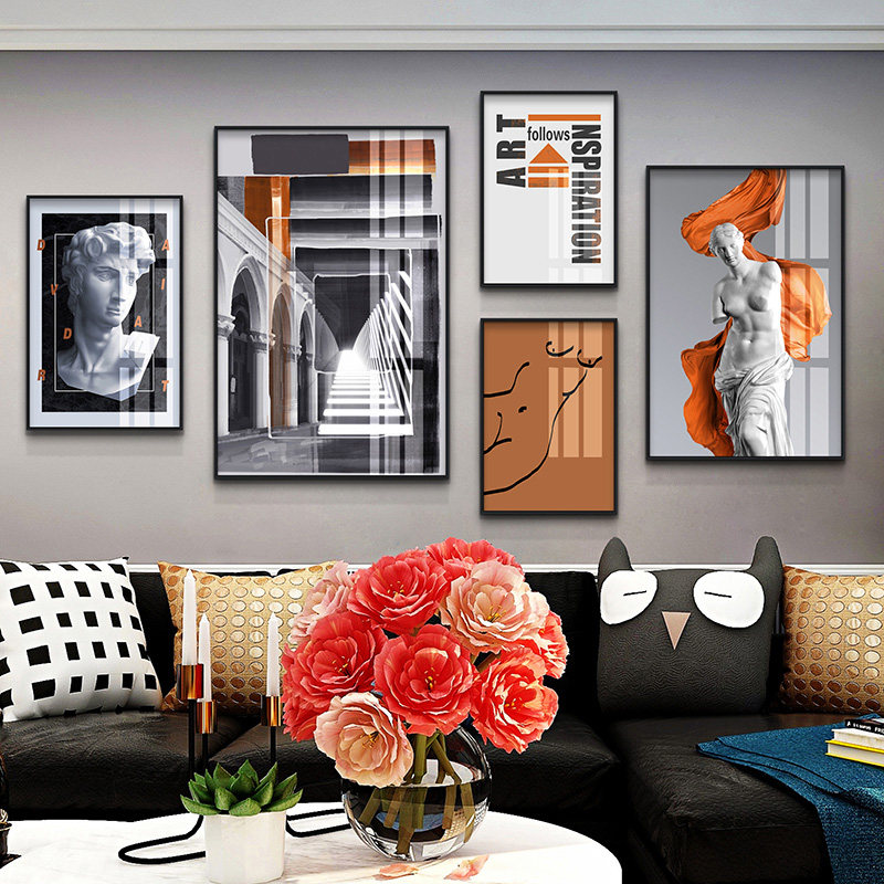 European style creative combination wall painting modern minimalist art living room sofa background wall dining room atmospheric decorative painting