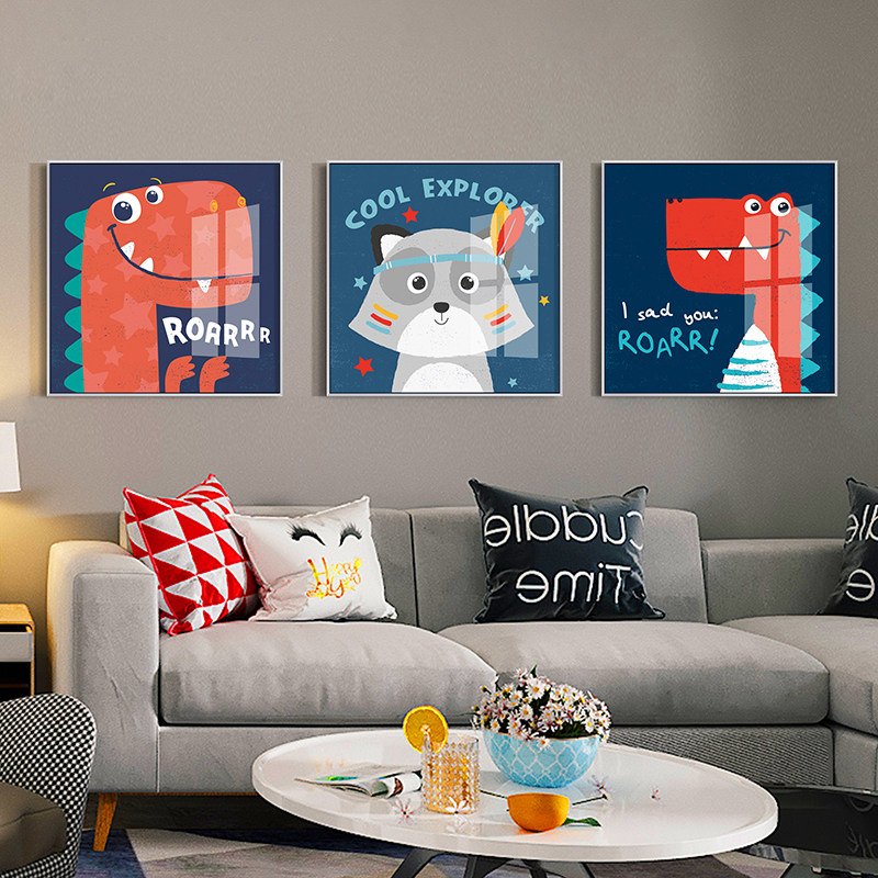 Boys and girls children's room bedside paintings modern Nordic cute anime little monsters light luxury combination crystal porcelain paintings