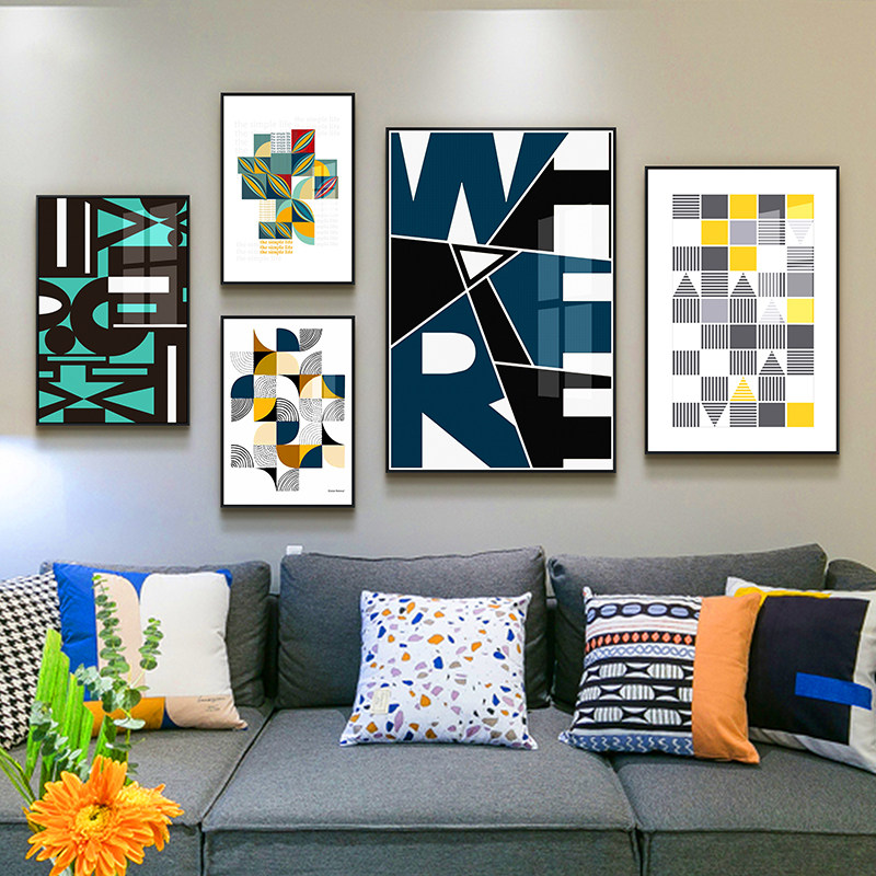 Modern minimalist geometric figures arbitrary combination decorative painting niche light luxury living room sofa background wall dining room hanging painting