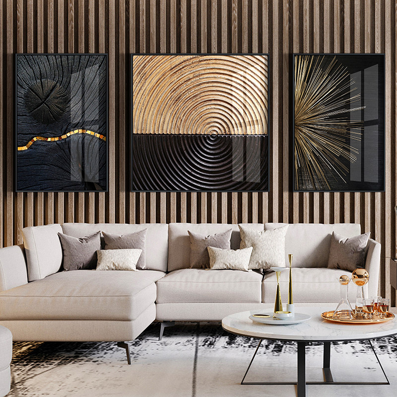 Living room triple decoration painting modern simple light luxury style abstract annual round arts black and white restaurant bedroom painting