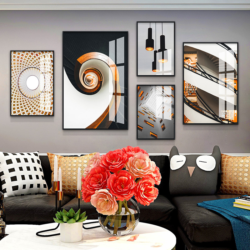 Nordic style living room simple creative combination decorative painting modern sofa background wall light luxury dining room atmospheric wall painting