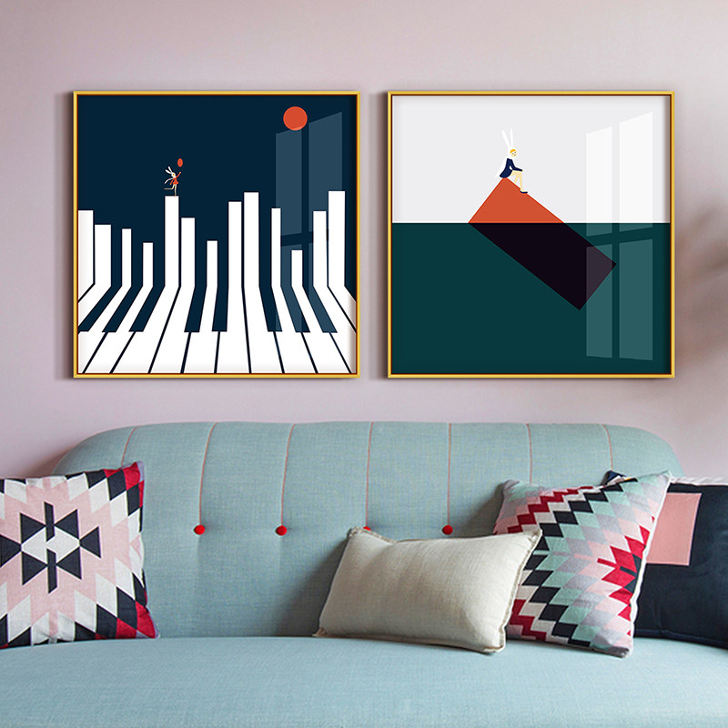 Cartoon children's room simple style painting restaurant bedroom bedside classic color modern art creative combination mural