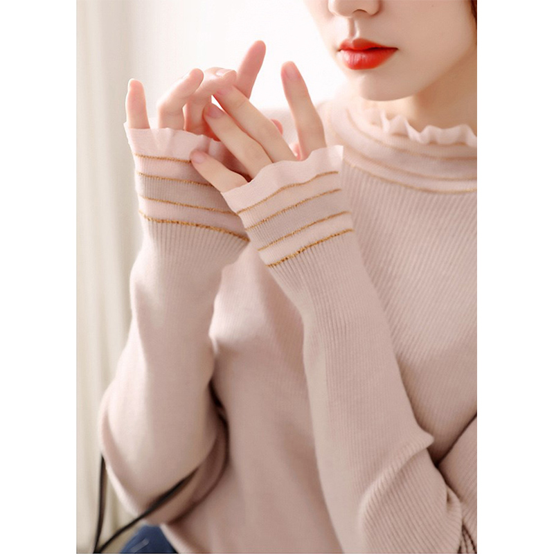 2022 Autumn Winter New Gentleness Ethos Hitchy Jersey Undershirt Woman 100 hitch a half-high-collar knitted sweatshirt woman