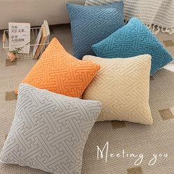 Nordic wind sofa pillow living room cushion pure colored plush waist back waist -levocard bedside cushion pillow sleeve without core