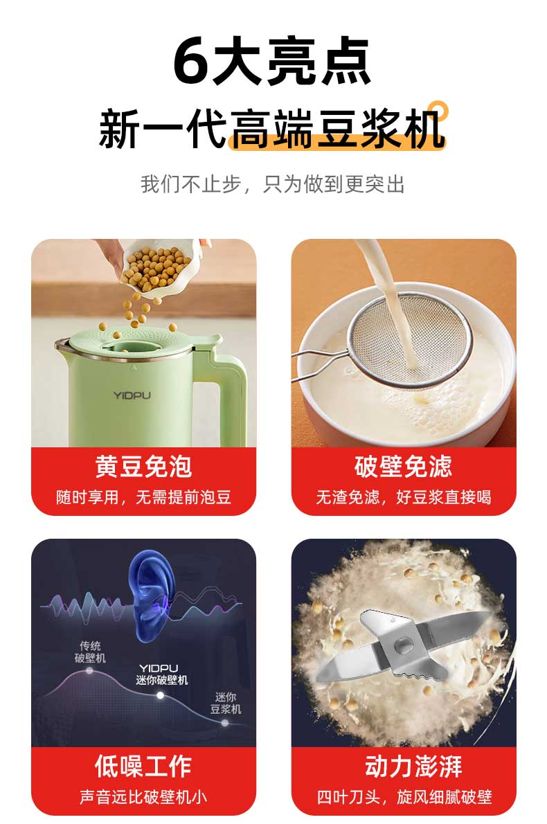 亿德浦 mini破壁豆浆机 350ml 图3
