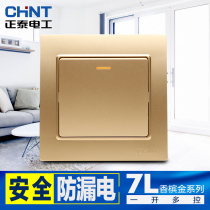 Chint 86 wall light switch champagne gold 1 open multi-control single open three-control switch midway switch panel