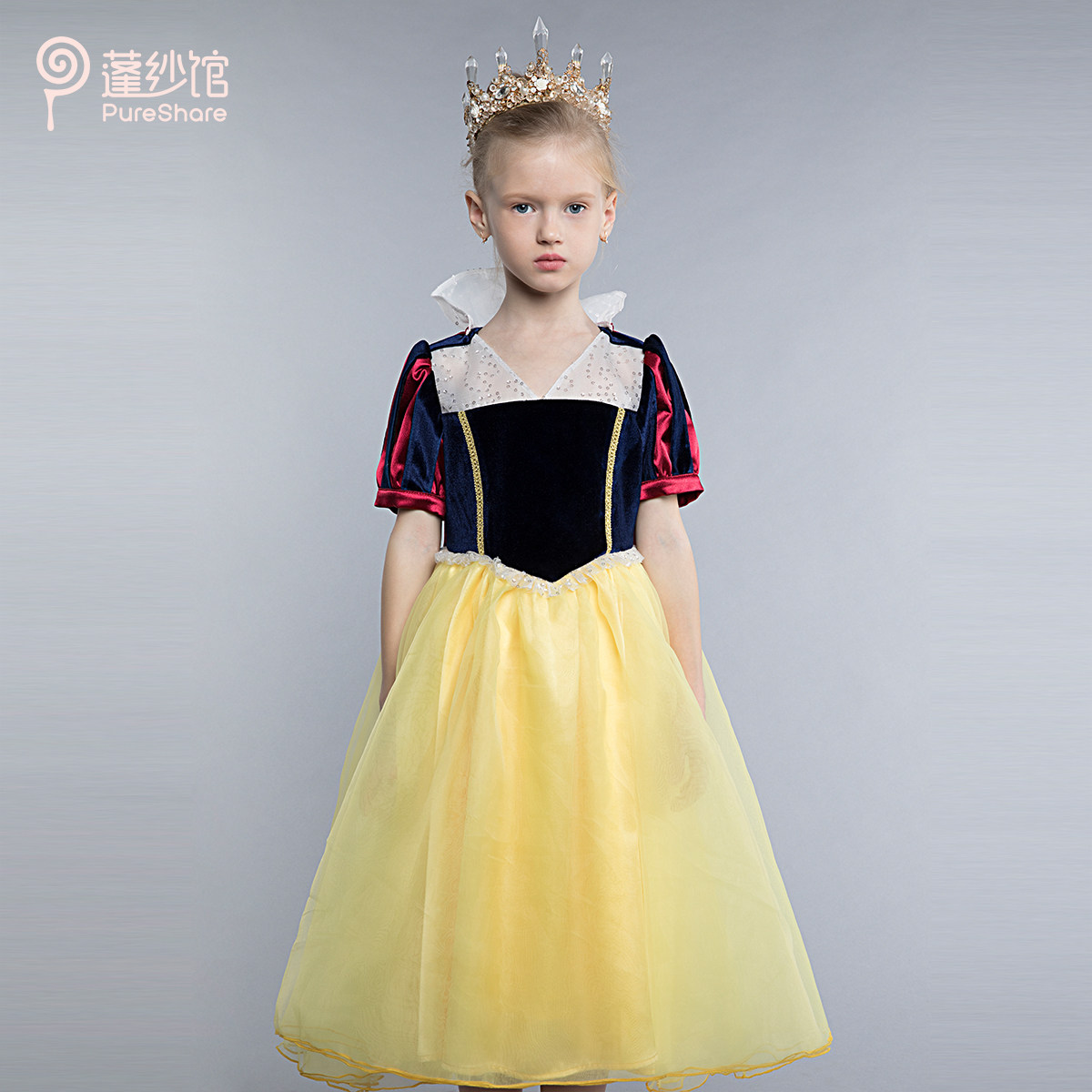 pureshare Snow white dress Girls dress 2021 new birthday dress short sleeve Western school performance dress