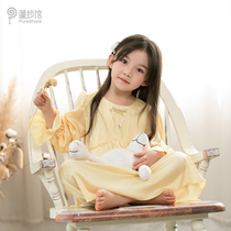 pureshar girls pajamas summer new long sleeve thin home clothes air conditioning silk children Princess nightgown