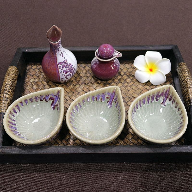 Ice-splitting glazed ceramic essential oil Saucer Beauty Salon essential oil Formulated Saucer Thai SPA Leaf Disc Decorate