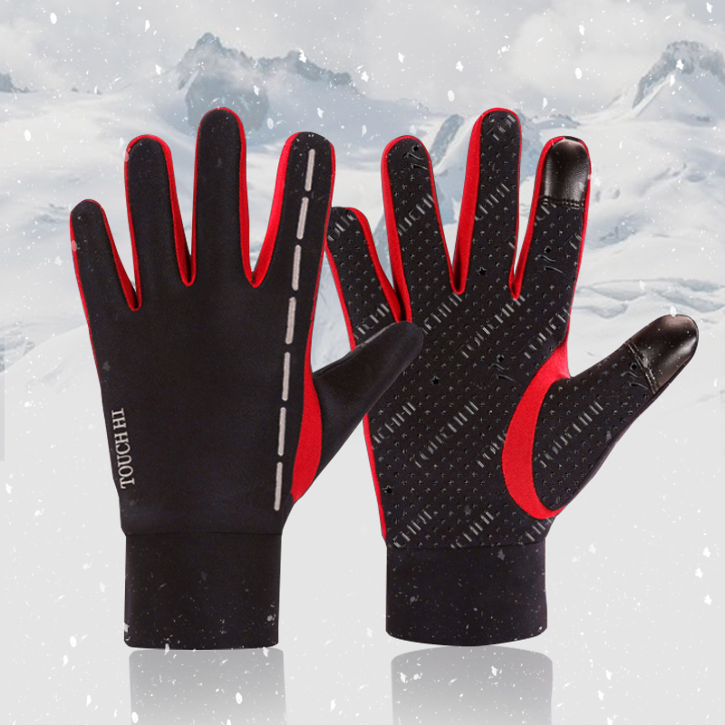 Riding gloves Men and women autumn and winter outdoor touch screen motorcycle waterproof windproof warm velvet ski gloves