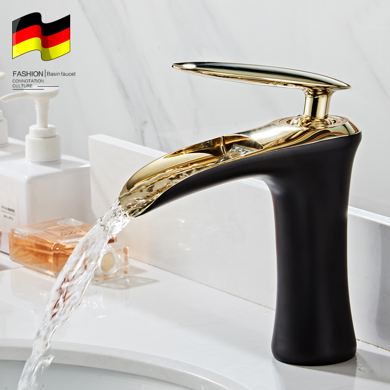 Black basin faucet hot and cold water countertop basin washbasin bathroom powder room full copper body heightened basin faucet