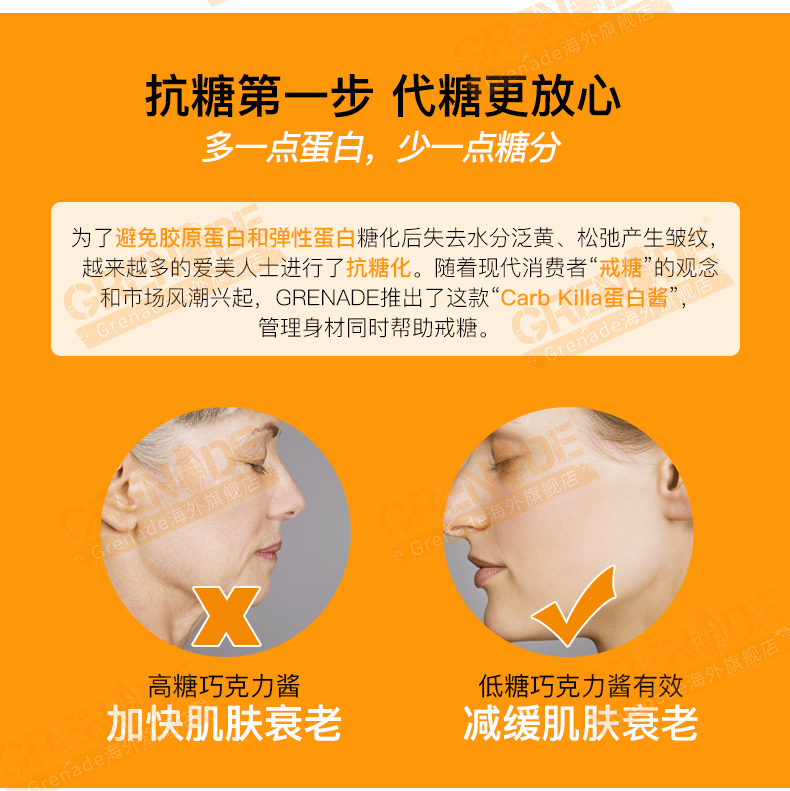 健身减脂必备 英国 Grenade 低卡巧克力蛋白酱 360g 图8