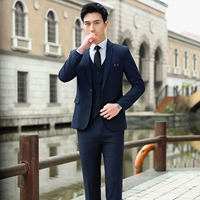 Синий костюм, штаны, жилет, галстук