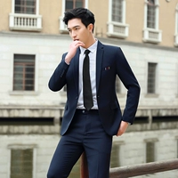 Синий костюм, штаны, галстук