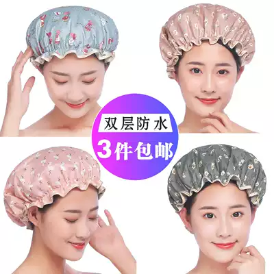 Double-layer shower cap waterproof adult women's cute shower cap hair mask special kitchen lampblack hat