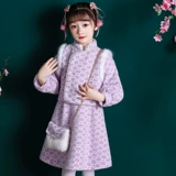 琦芯 Пуховик, детский комплект, ципао, увеличенная толщина, китайский стиль, в западном стиле