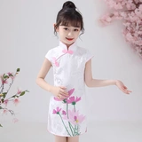 琦芯 Летнее ципао, ханьфу, ретро наряд маленькой принцессы, детское платье, китайский стиль