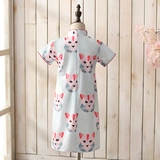 琦芯 Детское ципао, детская летняя одежда, ханьфу, платье, ретро юбка, китайский стиль, в западном стиле