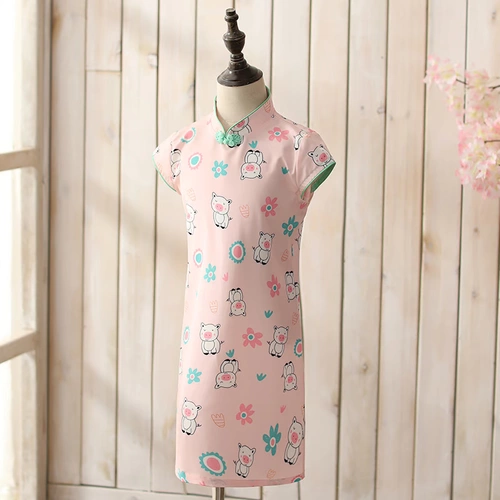 琦芯 Летнее ципао, ханьфу, наряд маленькой принцессы, детский костюм, платье, китайский стиль