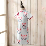 琦芯 Детское ципао, детская летняя одежда, ханьфу, платье, ретро юбка, китайский стиль, в западном стиле