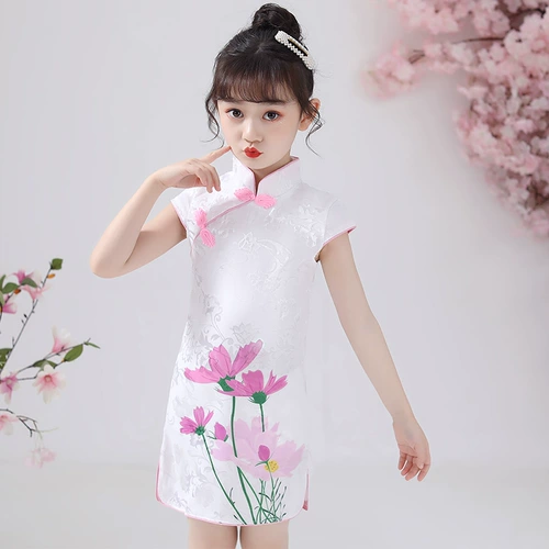 琦芯 Летнее ципао, ханьфу, ретро наряд маленькой принцессы, детское платье, китайский стиль