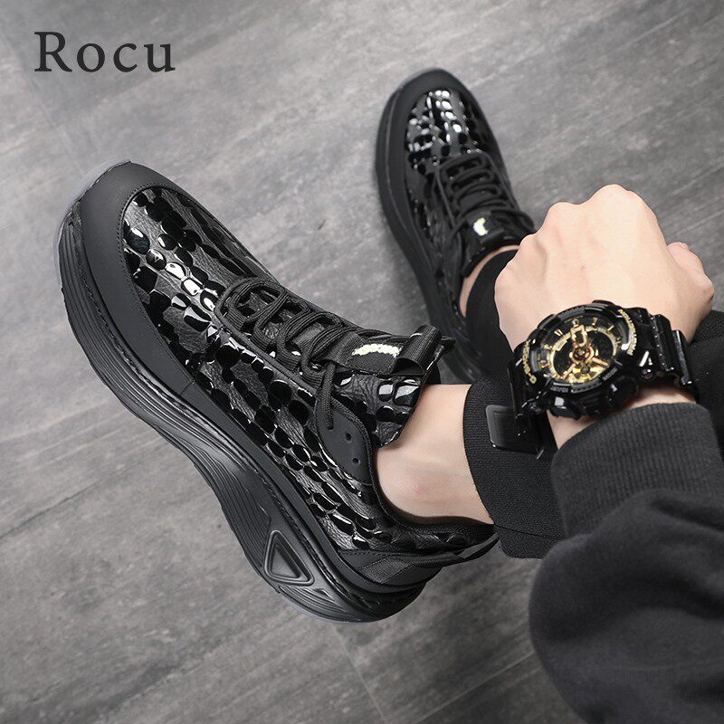 Rocu men's shoes 2020 winter new daddy shoes men's trendy shoes Korean version all-match men's sports shoes casual shoes leather shoes