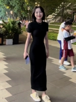 Летнее расширенное платье, приталенная длинная юбка, коллекция 2023, премиум класс, по фигуре, с акцентом на бедрах