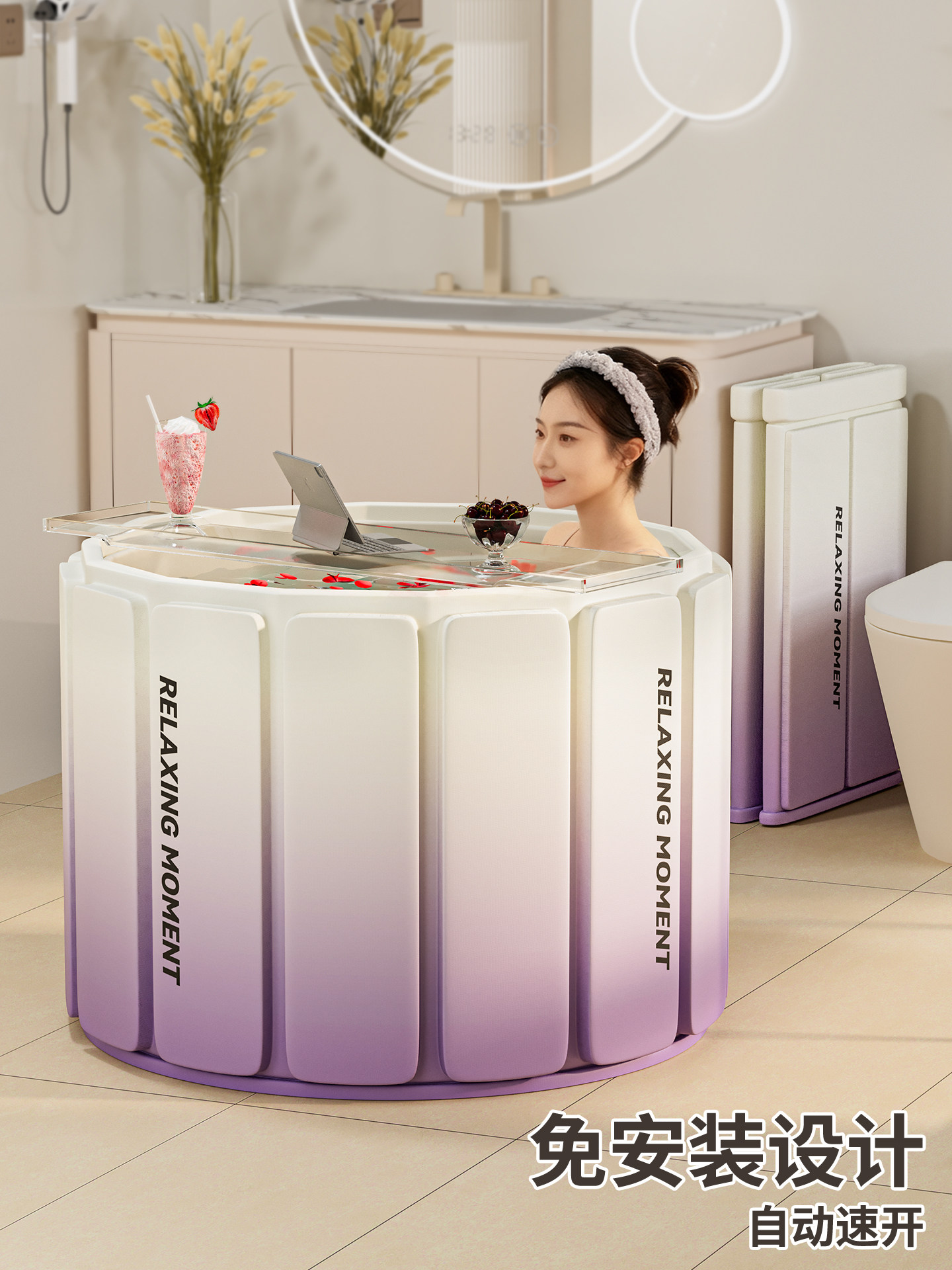 Folding Bath Tub 2025 New Model Bath Tub for Home Use, Large Size, Thickened, Full-Body Sit-On Bath Tub, Bathing Essential